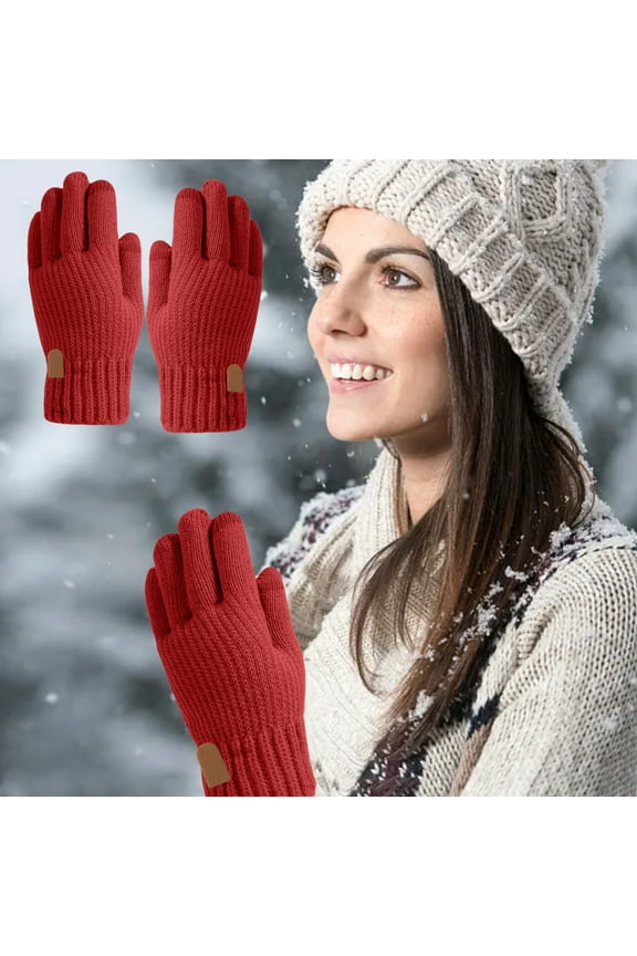 Back to School Supplies Woolen Knitted Screen Gloves Men's Winter Plus Velvet Thick Outdoor Cold Protection Warm Gloves Class Supply List Red