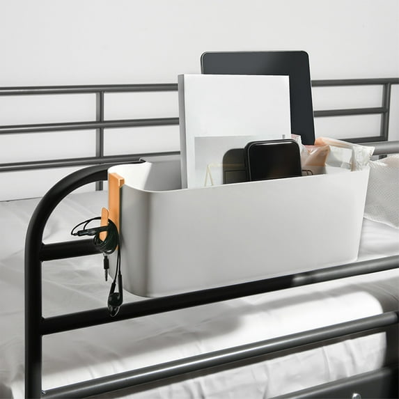 Hovmgk Bedside Storage Basket Set, Plastic Dormitory & Bedroom Organizers, Hanging Storage Solution for Sundries, Books, Phones & Accessories, Includes Hooks for Easy Installation, White/Green