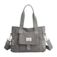 thumbnail image 1 of Hovmgk Canvas Shoulder Bag, Women's Tote Pouch, Large Capacity, Stylish, Durable – Perfect for Daily Use, Travel, Great for Fashionable Women, Shoppers, Gray, 1 of 3