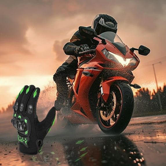 Hovmgk Car Accessories Motorcycle Gloves Riding Gloves Suitable For 9.5cm/3.74inches To 10cm/3.94inches Palm Width Racing Motocross Riding Bike Gloves One Pair Green