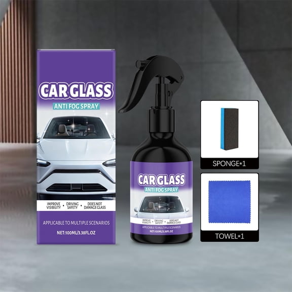Hovmgk Car Glass Antifog Spray, 100ml Windshield & Mirror Fog Protection, Long-Lasting Clear Visibility in Rain & Foggy Conditions, Easy to Use Automotive Glass Treatment for Safety