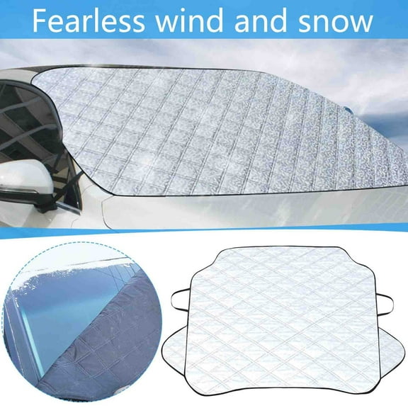 Hovmgk Car Windshield Snow Cover Sun Shade Protector, Thicker Snow Protection Cover, Water-Resistant, Protects from Snow, Ice & Sun Damage, Convenient Winter Car Accessory, Universal Size