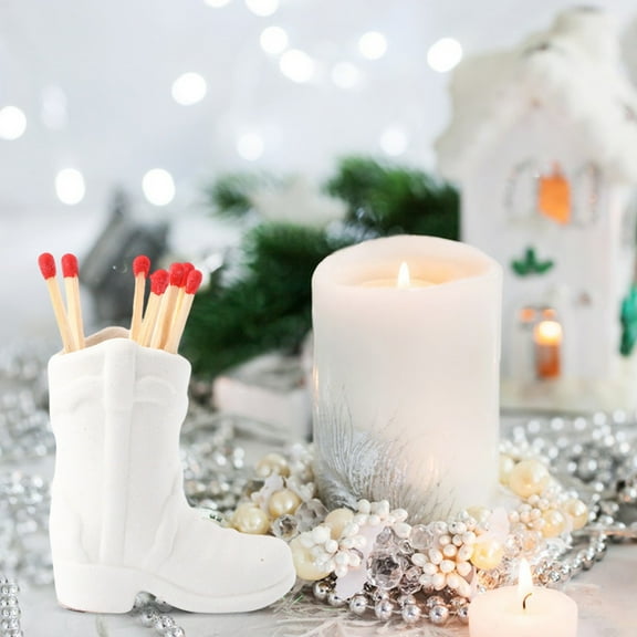 Hovmgk Ceramic Cowboy Boot Match Holder, Decorative Western Home Décor for Candles & Matches, Unique Mini Boot Design for Bathroom and Bedroom Décor, Charming Gift for Loved Ones