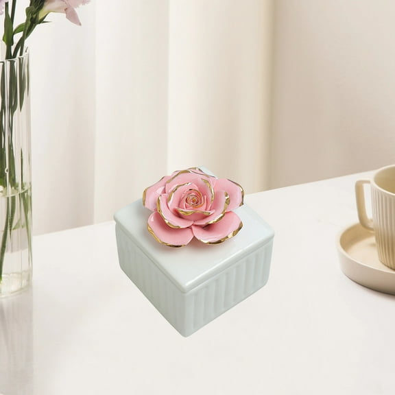 Hovmgk Ceramic Hand-Painted Storage Jar, Decorative Home Jewelry Box Organizer, Multi-Functional Candlestick & Wedding Gift, Ocean-Themed Companion Gift for Home Décor & Storage