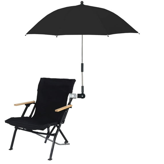 Hovmgk Chair Umbrella with Universal Clamp, Adjustable 27.1in Beach Umbrella for Strollers, 360° Rotatable UV Protection, Rain Resistance, Clamp Umbrella for Chairs, Trucks, Grandstands & More
