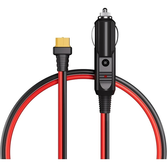 Hovmgk Cigarette Lighter to Cable Car Charger Adapter, 12V/24V Solar Generator Power Plug for Cars & Trucks, Red & Black Insulated Cable with LED Indicator for Electrical Devices & Vehicles