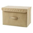 thumbnail image 1 of Hovmgk Cotton Linen Storage Box, Cloth Organizer Container, Foldable, Stylish, Multi-use – Ideal for Bedrooms, Living Rooms, Great for Homeowners, Renters, Beige, 1 of 3