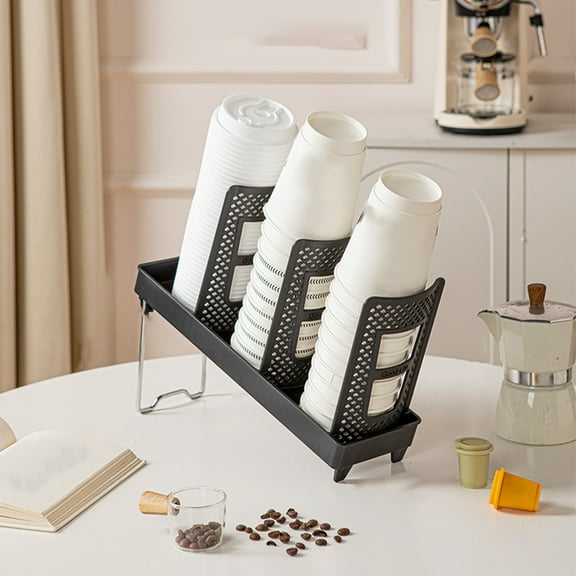 Hovmgk Cup Holders with Stand for Disposable Cups & Lids, Kitchen Cup Storage Organizer Rack for Coffee Stations, Office & Home Use, Space-Saving and Easy Assembly, White Plastic, 33x22x19.5cm