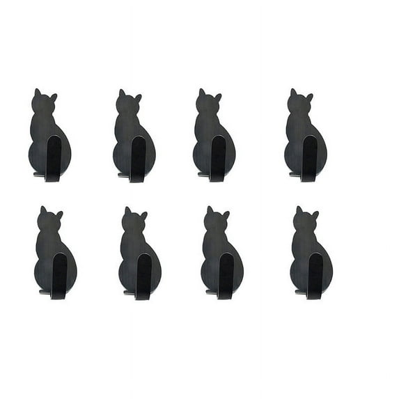 Hovmgk Cute Pet Shaped Hooks, Adhesive Wall Hooks for Home Décor, Supports 2lb Weight, Available in Gold/Black/White, Set of 8, No Drilling Installation, Stylish Organizer