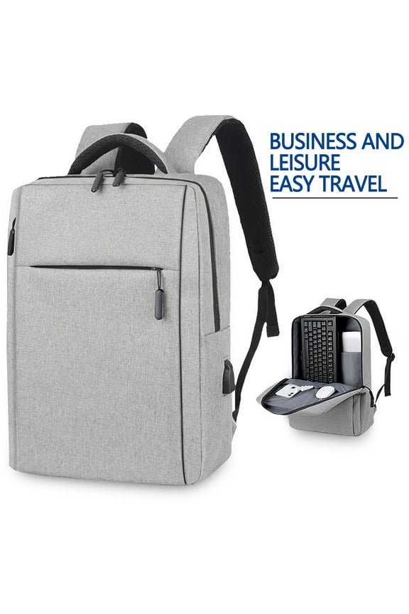 Double Layer Travel Backpack with Laptop Compartment, Laptop Backpack with USB & Headphone Ports, College School Bag with Padded Back Support, Large Capacity Organizer Fits 17.3-inch Laptops