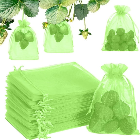 Hovmgk Drawstring Organza Fruit Protection Bag, Green Mesh Gift Bags, Breathable & Reusable Packaging for Jewelry, Weddings, Parties, and Gifts, 10.5x12cm, 200pcs Set, Elegant Packaging Solution