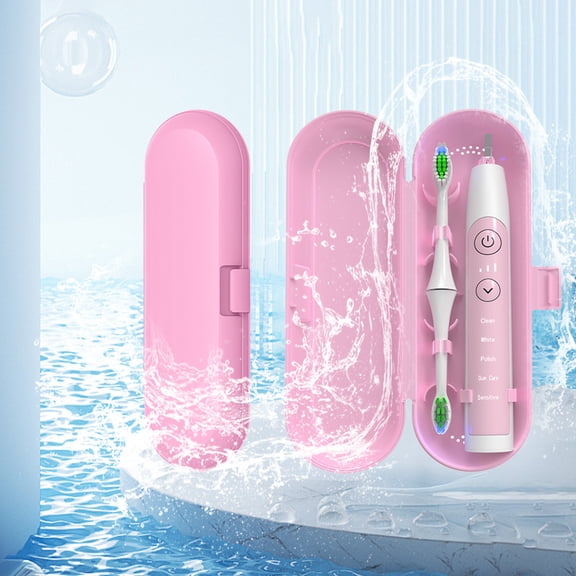 Hovmgk Electric Toothbrush Travel Box, Portable Toothbrush Storage Organizer Case for Travel, Home & Office, Hygienic, Compact Ventilated Plastic Box for Toothbrush & Accessories, White & Pink