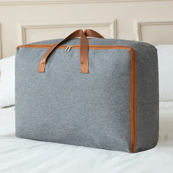 Hovmgk Extra Large Storage Bags with Zipper, Heavy Duty Closet Organizer for Bedding, Comforters, Pillows, and Toys, Large Capacity Foldable Underbed Storage Organizer, Gray, Multi-Size Options