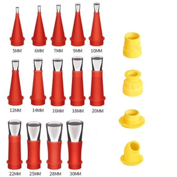 Hovmgk Family Use Integrated Rubber Nozzle Tool Kit, Stainless Steel Caulking Nozzle Applicator with 15 Different Sizes for Home & DIY Projects, Reusable & Durable, Excellent Sealing Performance