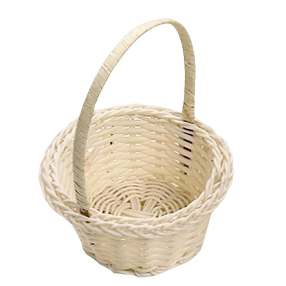 Hovmgk Flower Girl Basket, Small Artificial Rattan Wedding Basket with Handle, Decorative Photo Prop, Woven Mini Basket for Small Item Storage, Garden Accessories, Natural & Durable Design
