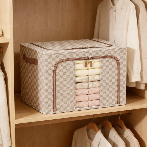 Hovmgk Foldable Oxford Cloth Storage Box, Stackable Fabric Organizer, Large Storage Bins for Clothes, Bedding, Household Items, Space-Saving Fabric Storage Solution