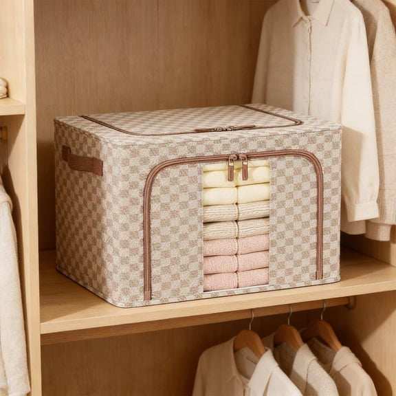 Hovmgk Foldable Oxford Cloth Storage Box, Stackable Fabric Organizer, Large Storage Bins for Clothes, Bedding, Household Items, Space-Saving Fabric Storage Solution