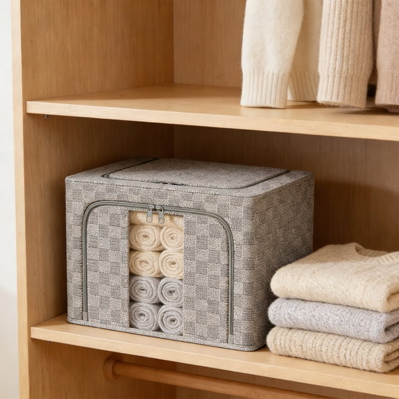 Hovmgk Foldable Oxford Cloth Storage Box, Stackable Fabric Organizer, Large Storage Bins for Clothes, Bedding, Household Items, Space-Saving Fabric Storage Solution