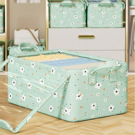 Hovmgk Folding Wardrobe Storage Box, Large Capacity Organizer with Double Zipper & Reinforced Handle, Collapsible Sweater & Pants Storage for Bedroom, Closet, Dorm Room & Moving