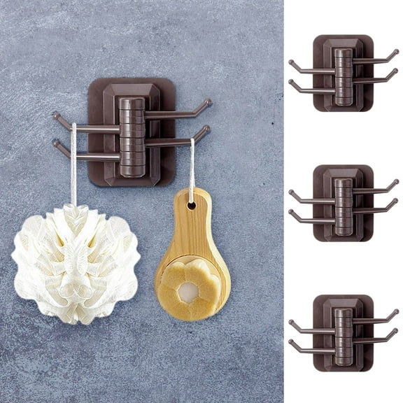 Hovmgk Four-Link Rotating Hook, Strong Adhesive Towel Rack with 180° Swivel, Multi-Purpose Wall Shelf for Bathroom, Kitchen, Office & Home Organization with Traceless Hook Design