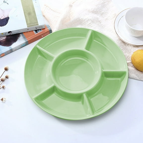 Hovmgk Fruit Tray Household Snack Storage Box with Detachable Layers, Multi-Partition Melon Candy Organizer, Modern and Space-Saving Design for Coffee Table & Dining Room, White Green Plastic