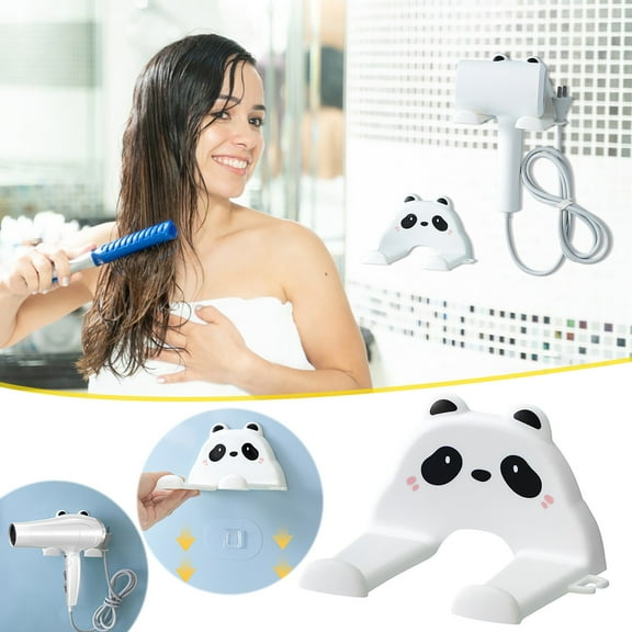 Hovmgk Hair Dryer Wall-Mounted Storage Rack, Adjustable Hands-Free Hair Dryer Holder with Suction Cup, Bathroom Organizer for Wet Environments, No Marks, Stable Blower Mounting