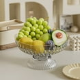 thumbnail image 1 of Hovmgk Household Fruit Tray with Drainable Design, High Legged Snack Organizer for Kitchen and Living Room, Multi-Purpose Plastic Storage, Stylish Transparent Tray, Beige, Clear, Gray, Green, 1 of 6