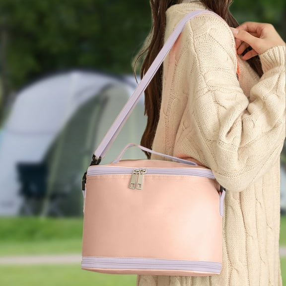 Hovmgk Insulated Lunch Bag for Women & Men, Large Capacity Foldable Lunch Tote with Adjustable Shoulder Strap, Portable Cooler Bag for Work, School, Picnic & Outdoor Activities