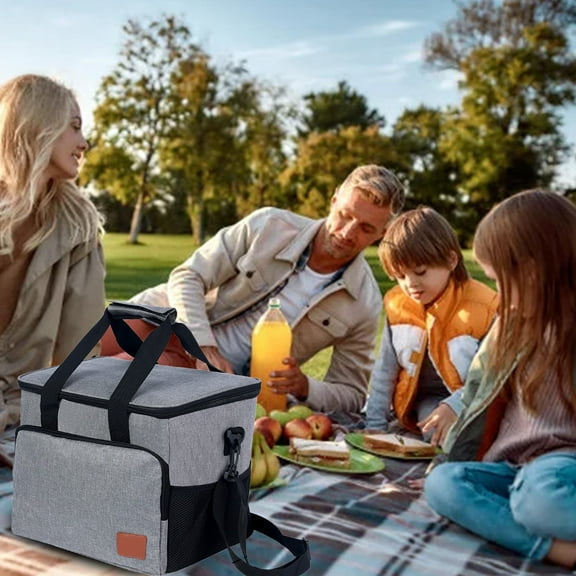 Hovmgk Insulation Picnic Bag, 27L Large Capacity Waterproof Cooler Bag for Outdoor, Travel & Camping, Thermal Insulation for Food & Milk Storage, Portable Insulated Bag for BBQ & Hiking, Navy & Gray