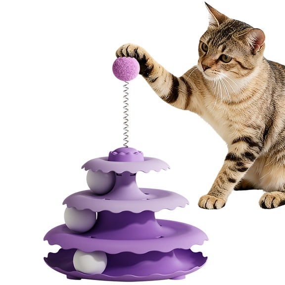 Hovmgk Interactive Cat Toy, Spinning Disk Entertainment Toy for Cats, Puzzle Play to Reduce Boredom, Weighted Base for Stability, Safe ABS Plastic, Engaging Toy for Kittens and Cats
