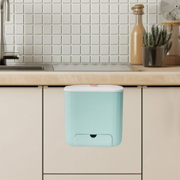 Hovmgk Kitchen Trash Can, Compact Bathroom & Dormitory Waste Basket, Multi-Scenario Use, White/Blue/Yellow, Hygienic Pressure Ring Design, for Living Room & Kitchen Organization