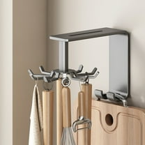 Hovmgk Kitchen Utensils Hanging Rack, 360 Rotating Stainless Steel Kitchen Wall Organizer, No Punching Wall Mounted Kitchen Utensil Hooks for Hanging Spoons, Brushes, Gloves, Pans to Save Space