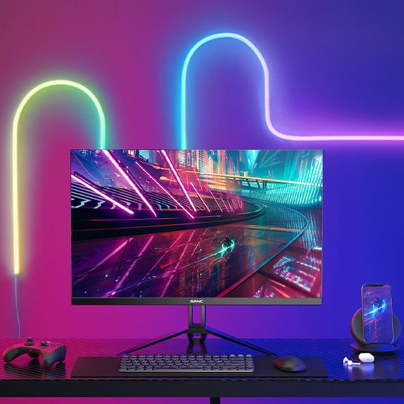 Hovmgk LED Flexible Neon Strip, Bluetooth App Control RGB Light for Indoor & Outdoor, 1m LED Light Strip for Party, Bedroom & Home Decoration, Color Changing with Music Sync & DIY Mode