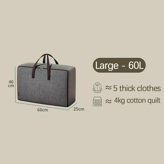 Hovmgk Large-Capacity Storage Bag 23.6×15.7 Inch, Quilt Organizer Pouch, Breathable, Foldable, Reinforced Handle – Ideal for Closets, Under Beds, Great for Homeowners, Organizers, Gray