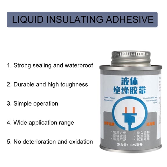 Hovmgk Liquid Electrical Tape, Insulating Electrical Coating for Wires, Moisture & Acid Resistant, Quick Drying Synthetic Rubber Sealant for Electronics, 125ML, Black/White