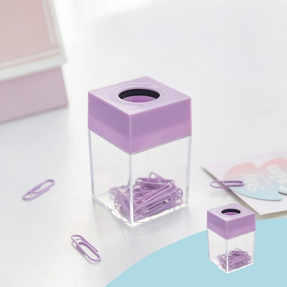 Hovmgk Macaron Color Magnetic Paper Clip Storage Bucket, Cute Office Stationery Organizer, Magnetic Pin Box for Clips, Binder Clips & Small Desk Items, Colorful Desk Decor