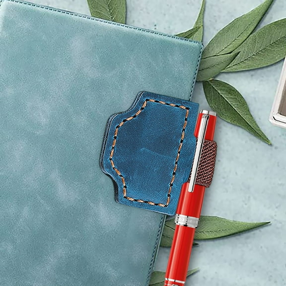 Hovmgk Magnetic Leather Bookmark Pen, Multifunctional Reading Pen Holder with Magnetic Clip, Durable Full Grain Leather Design, Office Stationery Supplies for Students, Teachers, and Professionals