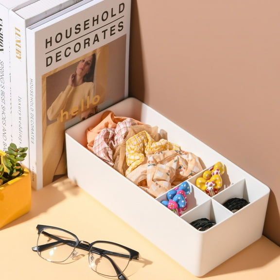 Hovmgk Multi-Function Desktop Organizer, Adjustable Compartment Desk Storage Box, Non-Slip Plastic Office & Home Organizer for Stationery, Cosmetics, Accessories & Office Supplies