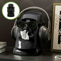 Hovmgk Multi-Functional Tissue Box, Household Tissue Dispenser with Headphone Stand & Sunglasses Holder, Built-In Spring Mechanism, Large Capacity, Space-Saving Design, White, Green, Tabletop
