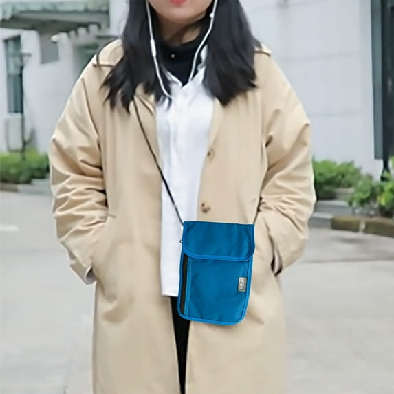 Hovmgk Neck ID Bag, Chest Document Pouch, Radiation-Proof, Secure Closure, Portable – Ideal for Travel, Outdoor Activities, Suitable for Students, Business Travelers, Light Blue