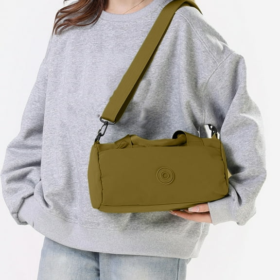 Hovmgk Nylon Crossbody Bag, Multi-Layer Shoulder Bag for Work, Travel & Sports, Large Capacity with Adjustable Strap, Water-Repellent, Gray/Green, Durable Storage Bag for Daily Use