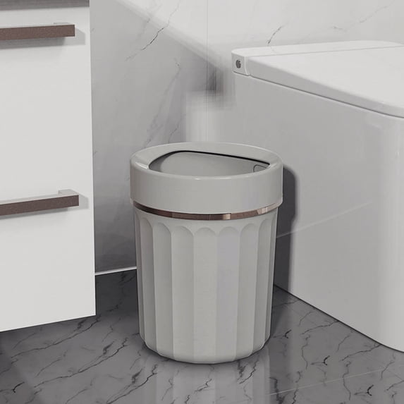 Hovmgk Open Garbage Bin for Office & Home, No Lid Design, Narrow Space-Saving Plastic Trash Can with Pressure Ring for Kitchen, Living Room & Bathroom, Simple and Practical, White