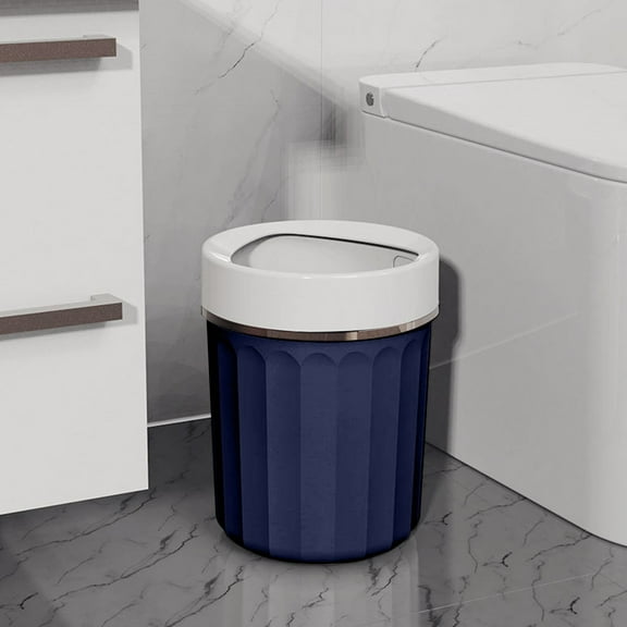 Hovmgk Open Garbage Bin for Office & Home, No Lid Design, Narrow Space-Saving Plastic Trash Can with Pressure Ring for Kitchen, Living Room & Bathroom, Simple and Practical, White