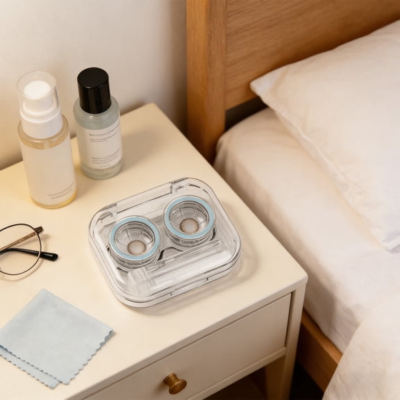 Hovmgk Portable Contact Lens Case, Compact and Stylish Storage Box for Daily & Travel Use, Leak-Proof, Includes Tweezers Slot, Clear Visibility, Convenient Contact Lens Organizer