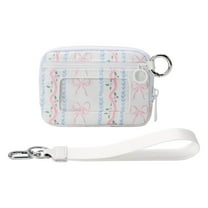 Hovmgk Portable Waterproof Wristlet Pouch, Bow Pattern with Clear Card Slot, Stylish Wristlet Bag, Waterproof Travel Pouch for Cards & ID, Versatile Use for Daily Commuting, Pink/Blue