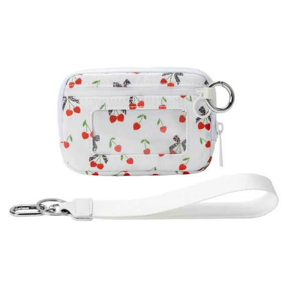 Hovmgk Portable Waterproof Wristlet Pouch with Clear Card Slot, Stylish Travel Accessory for Women, Wrist Strap & Waterproof Protection, Ideal for ID, Cards, and Small Essentials, Pink/Red