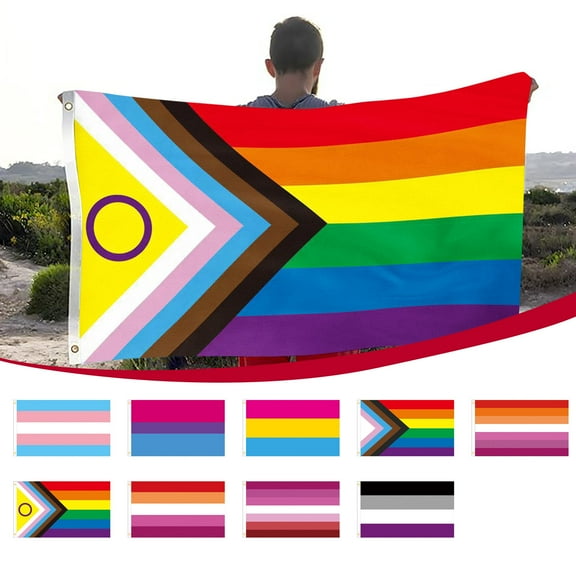 Hovmgk Progress Flag, 3x5 Outdoor LGBT Flag, Heavy Duty Polyester Bi Pride Flag, Durable, Fade-Resistant, Perfect for Yard, Garden, Patio, and Pride Events, Includes Rust-Resistant Grommets