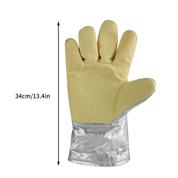 Hovmgk Radiation Protection Aluminum Foil Heat Gloves, High Temperature Resistant Welding & Melting Gloves, Insulated Five Finger Gloves for Fire, Furnace & Glass Work, Reusable