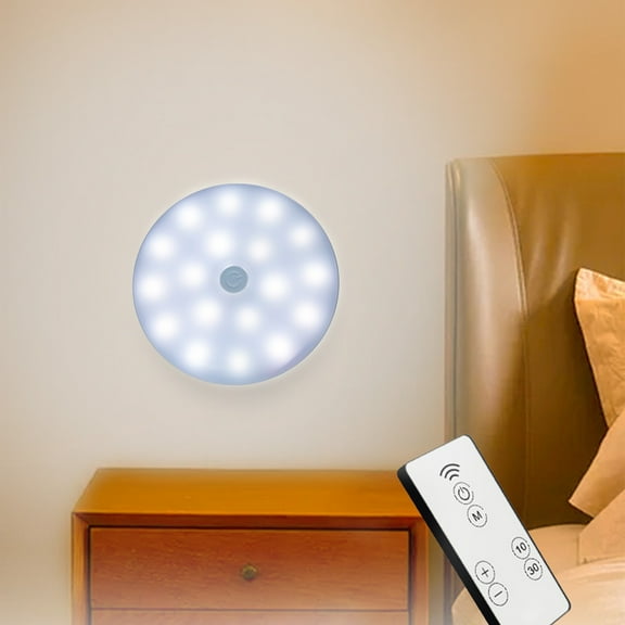 Hovmgk Remote Control LED Wall Light, 360° Soft Ring Light with Timer, Battery Powered ABS Circular Bedside Lamp for Bedroom, Hallway & Household Use, Cool White/Warm White Options