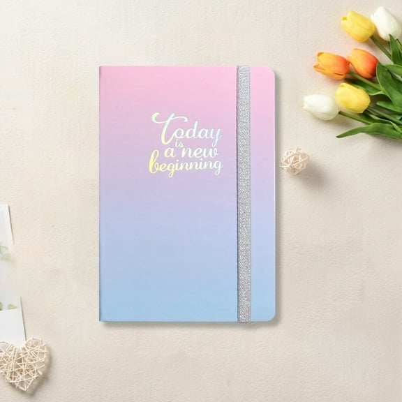 Hovmgk Self-Filled Weekly Planner Notebook, Gradient Color Daily Organizer with 112 Pages, Thickened Paper for Smooth Writing, Ribbon Bookmark and Elastic Band, Portable Calendar Journal